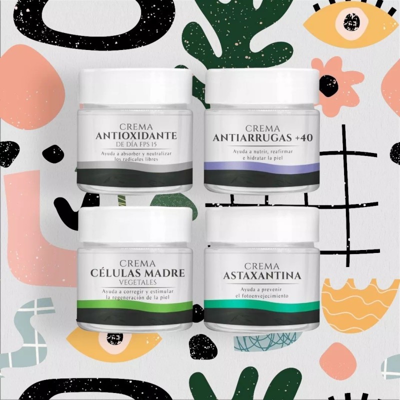 Rejuvenu Global Kit 4 Cremas, Astaxantina, Células Madre, Antiarrugas +40