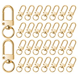 JJUNW 30 Pcs Metal Lobster Claw Clasp, Swivel Snap Key Chain Clip Hooks, Keychain Hooks for Keychain Making DIY Crafts Lanyard Making Pet Collar(Gold)