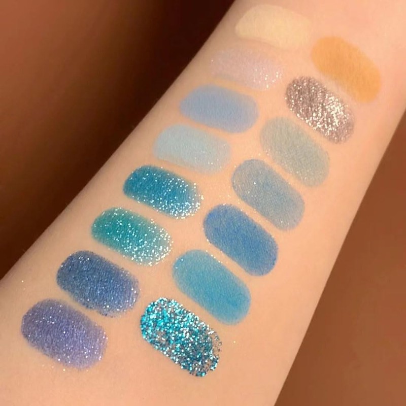 15 Colors Blue Eyeshadow Palette - Glitter Blue Eye shadow/Navy