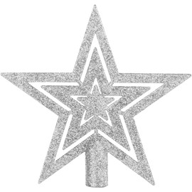 DERAYEE Glittering Christmas Tree Topper, Star Christmas Tree Decoration Tree Topper Christmas for Christmas Decoration (Silver)
