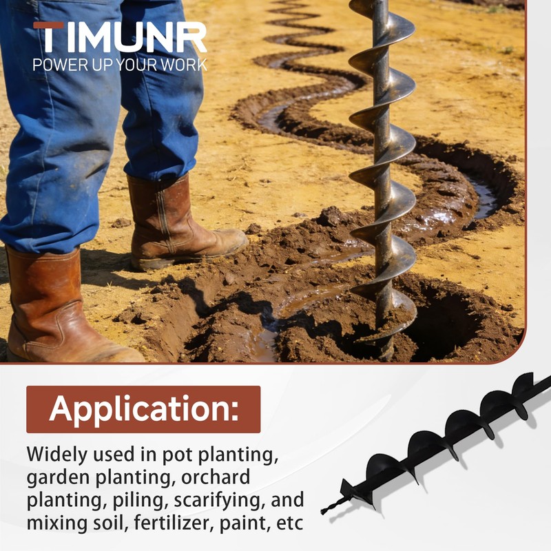 Timunr 4 Inch Earth Auger Drill Bits for Planting, 4