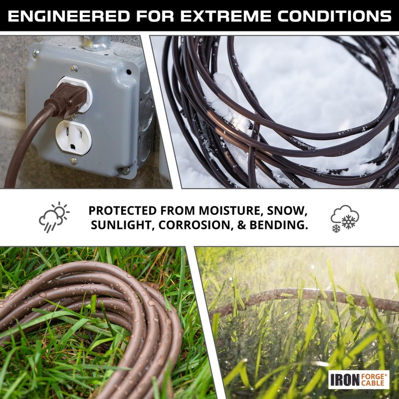 Iron Forge Cable 75ft Brown Outdoor Extension Cord with 3
