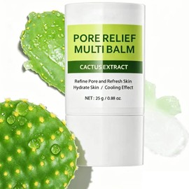 Maxzitank Pore Relief Multi Balm, Cactus Extract Facial Solid Balm, Pore Minimizer Stick to Refine Enlarged Pores, Hydrating Cooling Oil‑Control Formula for Oily & Combination Skin, 0.88 Oz (25g)