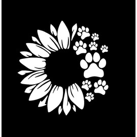 Sunflower Dog Paw Prints NOK Decal Vinyl Sticker |Cars Trucks Vans Walls Laptop| White |5.5 x 5.5 in|NOK1951