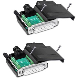 PENGLIN 2PCS DB25 Solderless Female RS232 D-SUB Serial Adapters, 16mm thinner 25 Pin Port Terminal Solderfree Breakout Connector Board with Case Accessories