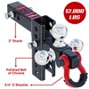Ayleid Trailer Hitch Tri-Ball Mount with Hook&Pin&Rotatable Tow Shackle,Fits 2-in