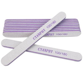CYANPHY Nail Files 100 Grit 180: Nail Files for Natural Nails, 10 Pieces Emery Boards for Nails, Double Sided Washable Nail Files and Buffers, Nail Care, Manicure Set, Salon,