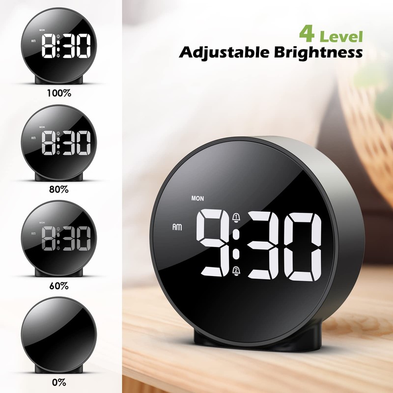 KeeKit Digital Alarm Clock, High Definition LED Desktop Clock, Alarm