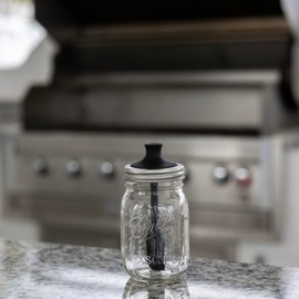Jarware Silicone Black Basting Brush Lid For Regular Mouth Mason Jars