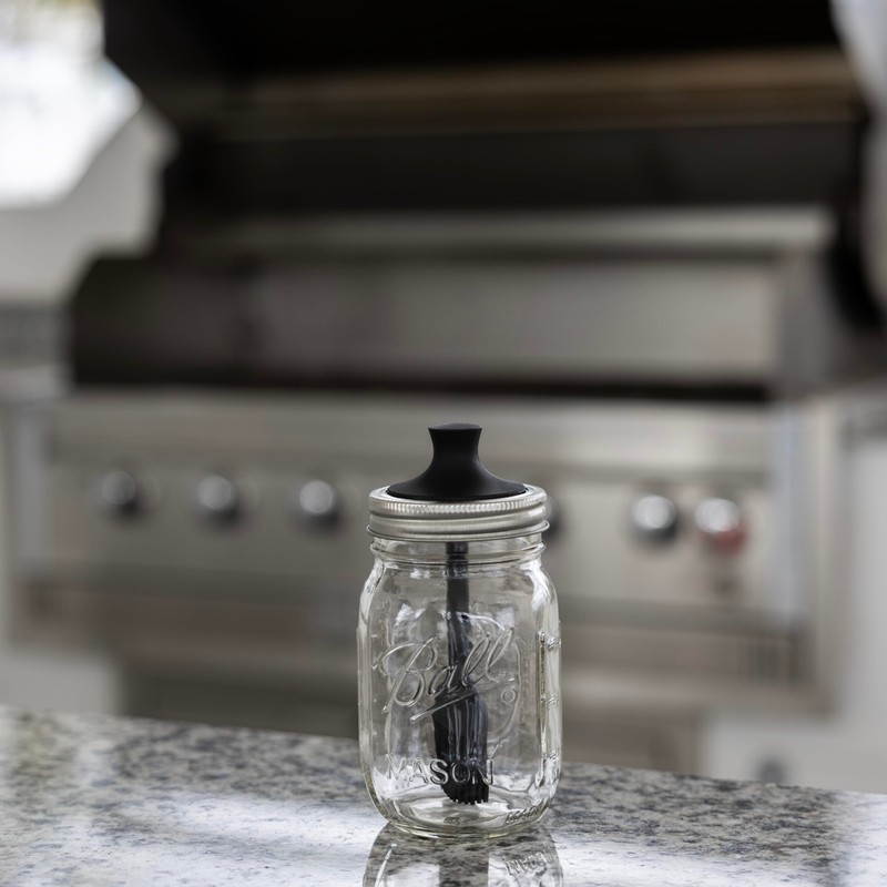 Jarware Silicone Black Basting Brush Lid For Regular Mouth Mason