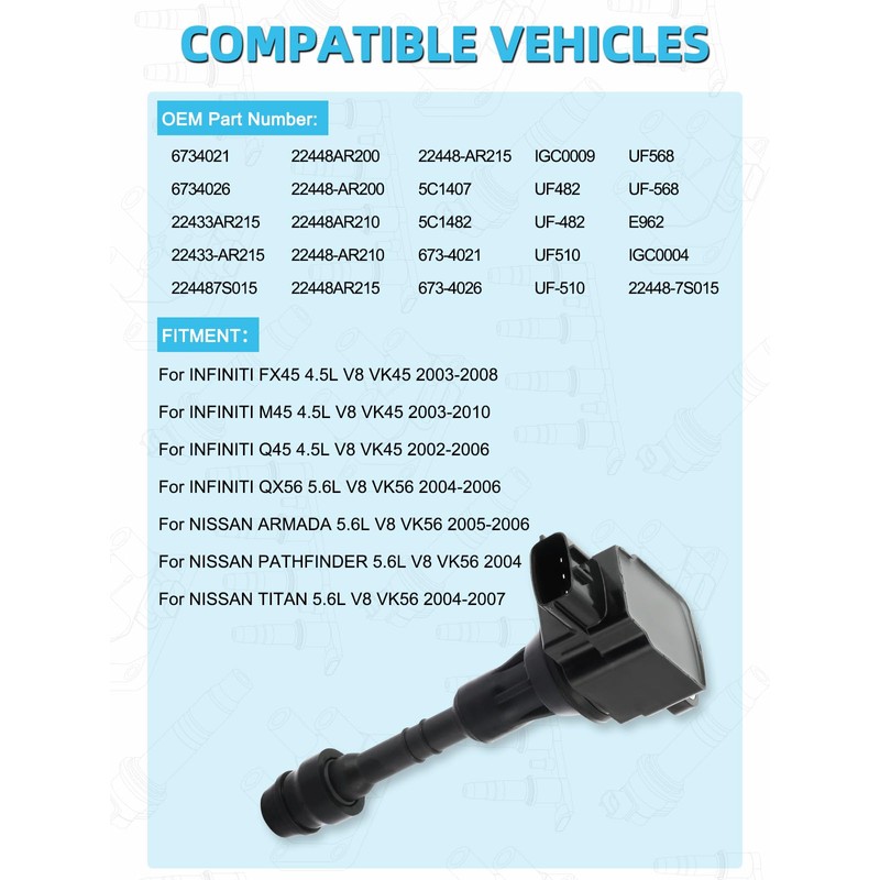 TAUTOY Set Of 8 UF482 Ignition Coil Pack (4.5L 5.6L)