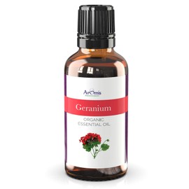 ArOmis Geranium Essential Oil - USDA Certified Organic - 100% Pure Therapeutic Grade - 30ml (1 Fl Oz), Undiluted, Premium, Oils Perfect for Aromatherapy Diffuser