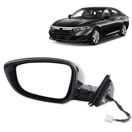 Dasbecan Left Driver Side Door Mirror Compatible with Honda Accord LX Sport 1.5T 2018-2022 Power |Non-Heated|Paint to Match Repalces# HO1320328,76258-TVA-A02 (3Pins-Black)