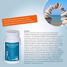 JAB biopharma Vitaxanthin – 240 Kapseln – Mit Weihrauch-Extrakt – Frei von unnötigen Zusatzstoffen – Laktosefrei und glutenfrei