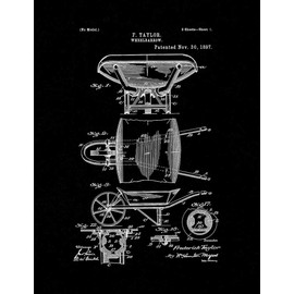 Wheelbarrow Patent Print Black Matte (24" x 30") M15153