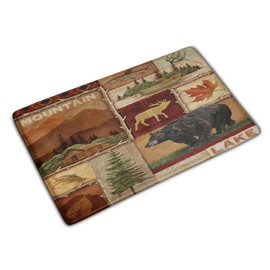 Cabin Bear Bathroom Rug Rustic Lodge Wildlife Bath Mat Vintage Washable Door Mats Flannel Water Absorbent Floor Carpet for Bedroom Kitchen Indoor Home Decor 15.7x23.6 Inch