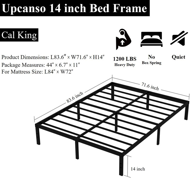 Upcanso California King Metal Bed Frame, 14 Inch Heavy Duty