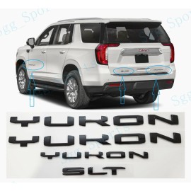 GMC 4PCS GMC 2021-2023 Yukon Yukon XL Doors Rear Gloss Black YUKON SLT Emblem Letter