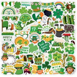 St Patrick Stickers - St. Patrick's Day Stickers Gift Idea Decorations for Kids Boy Girl Irish Family Lucky Shamrock Stickers Traditional Festival Holiday Colorful Decorative Saint Patrick - 52Pcs