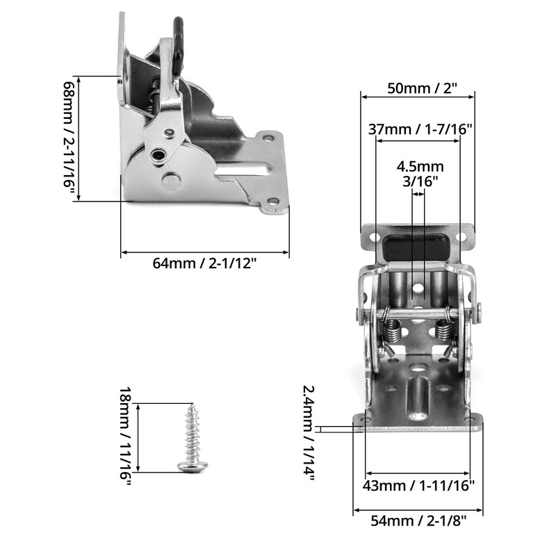 QWORK® 4 Pack Folding Lock Extension Self Locking Foldable Hinge