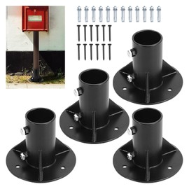 Cskunxia 4Pcs Round Posts Base Bracket 2" Base Flange Chain Link Fence Heavy Solid Pole Floor Flange for Holding Fence Mailbox Pergola Railing Deck Round Posts (OD 1-7/8") With Screws