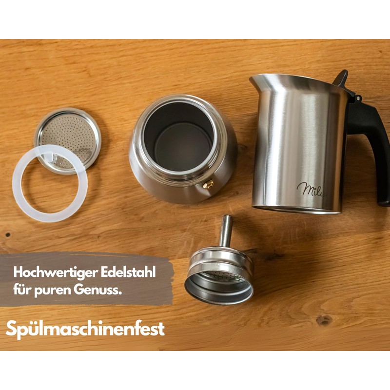 Milu Espresso Maker Suitable for Induction | 2, 4, 6,