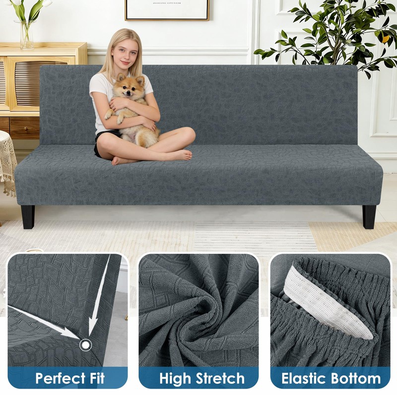 MAXIJIN Waterproof Futon Cover Full Size Washable Armless Sofa Bed