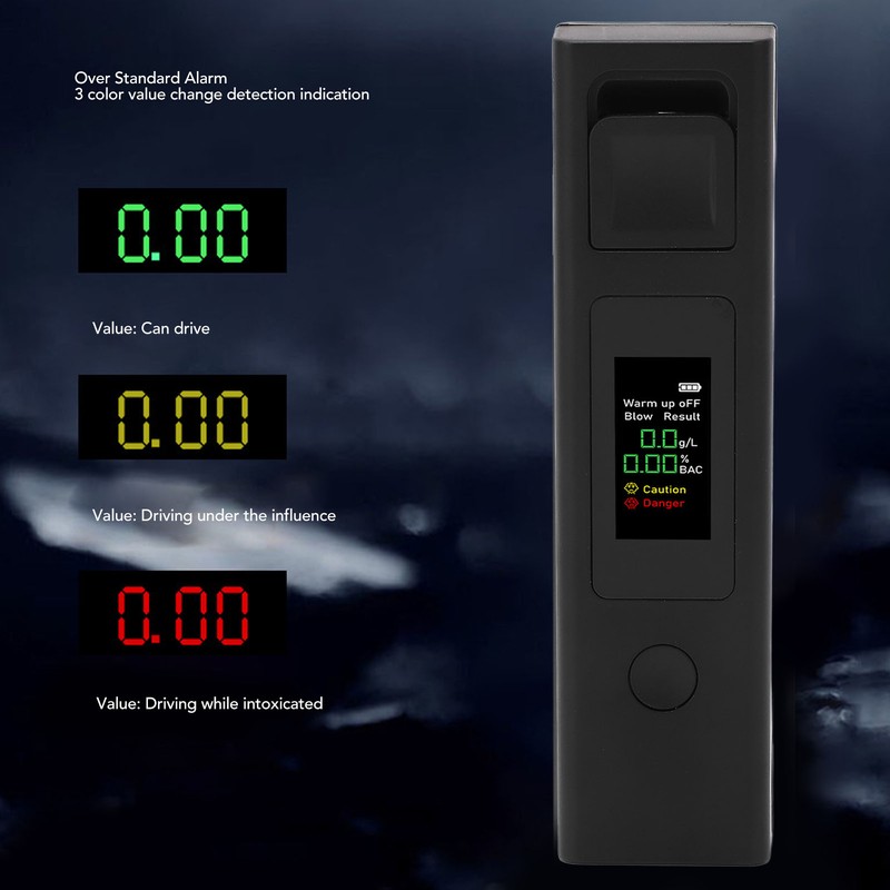 Portable Drunk Tester High Accuracy LCD Display Breathalyzer Rechargeable Air