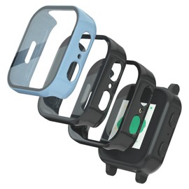 SimpleThings Compatible with Gabb Watch 3 Screen Protector, 3Pack HD Clear Tempered Glass Screen Protector & Hard PC Protective Bumper for Boys Girls (Black+Black+Blue)