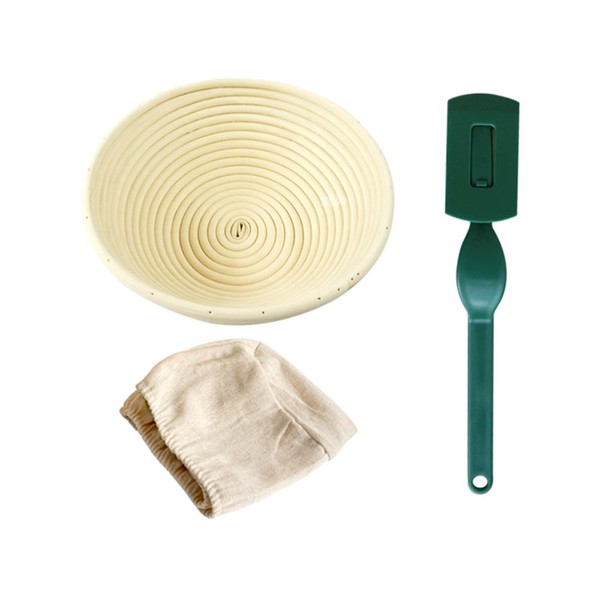 Round Bread Proofing Basket with Linen Liner Cloth Natural Rattan