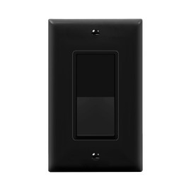 ENERLITES - Interruptor de paleta de encendido/apagado con placas de pared, un solo polo, 3 cables, tornillo de puesta a tierra, grado residencial, 15A 120V/277V, certificación UL, 91150-BKWP, negro