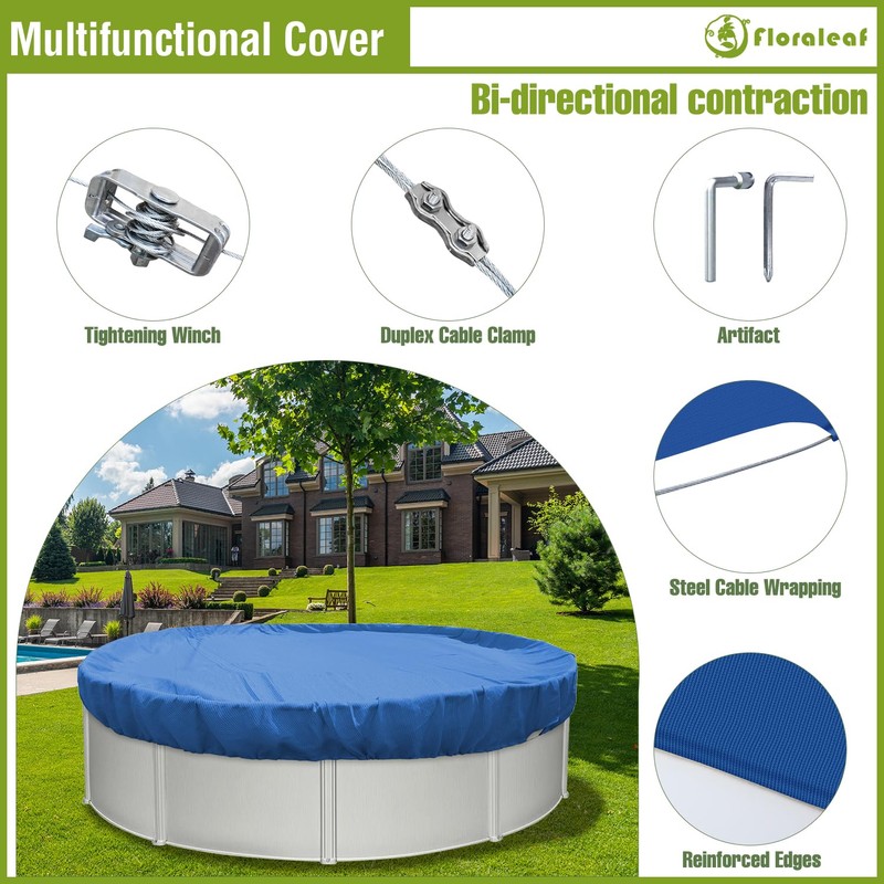 FLORALEAF 16 FT Round Pool Cover for 12 FT Pool