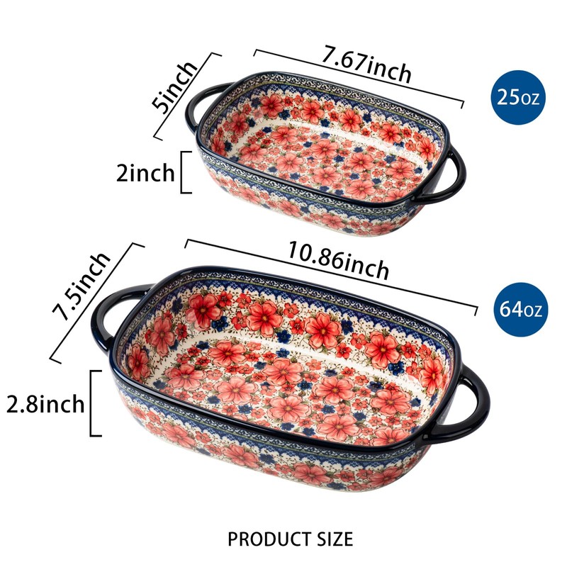 ONECCI Baking Dish Ceramic Baking Pan Blue Casserole Dish Porcelain
