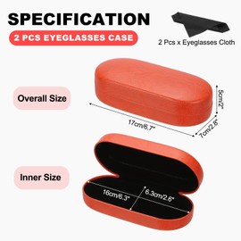 PATIKIL Hard Glasses Case PU Leather Large Glasses Case Protective Sunglasses Organizer for Women, orange