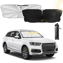 SIYOMG Auto Sonnenschutz Frontscheibe, UV-Schutz Sonnenschirm Wärmeisolierter Windschutzscheibe Innen, Faltbarer Sonnenblende Regenschirm für die Meisten Autos (140 x 79 cm)