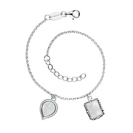 Engelsrufer Women's Bracelet Made of Sterling Silver and Two Moonstone Pendants, Lobster Clasp, Adjustable Length, Nickel-Free, Sterling Silver, Moonstone