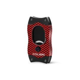 Colibri S-Cut Cigar Cutter - Carbon Fibre Pattern - Classic Straight Cut - Up to 66 Ring Sizer Cigars - Non-Stick Coating - Spring Loaded Release Mechanism - Includes Gift Box