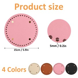 Dokeno Pack of 4 PU Leather Bag Base 4 Colours Round Bag Base for Crocheting Faux Leather Bag Base with Holes for Handbag Knitting Bag DIY Accessories Diameter 15 cm