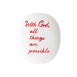 Selenite Crystal Worry Stones - Small Crystals for Big Stress Relief - Cheer Up & Encouragement Gift for Natural Reiki Healing - Real Motivational Strength Rocks - with God, All Things are Possible