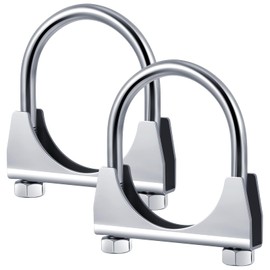 Datanly 2 Pcs 2-1/2" Exhaust Clamp Heavy Duty U-bolt Exhaust Clamp - Saddle Design Muffler Pipe Connector, Tip Hook Clip, Galvanized Iron, Fits 2.5" Od Pipes