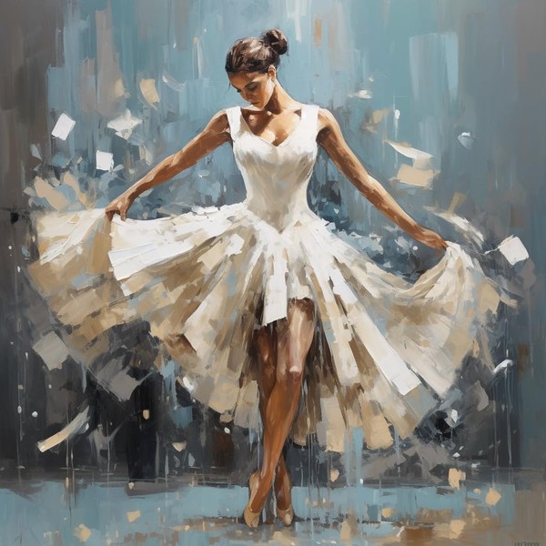 Generic White Dress Ballerina Dancing 5D Diamond Paint for Adults