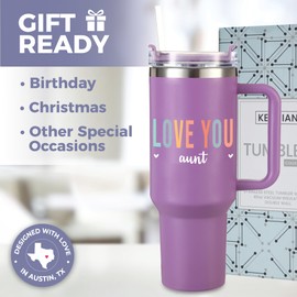 Aunt Tumbler 40oz, Best Aunt Ever Sentimental Presents for Women, Unique and Thoughtful Auntie Gifts from Niece and Nephew, Ideal Present Picks for Her Birthday, Mother's Day, Christmas, Gift Ready