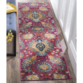 SAFAVIEH Madison Collection MAD600A Boho Chic Glam Paisley Non-Shedding Living Room Entryway Foyer Hallway Bedroom Runner, 2'3" x 6' , Fuchsia / Gold