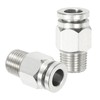 Sourcing Map 2 Pcs 304 Stainless Steel Quick Connect Push