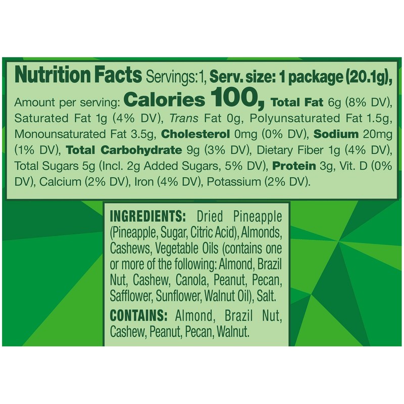 Emerald Nuts Cashews and Almonds with Dried Pineapple 100 Calorie