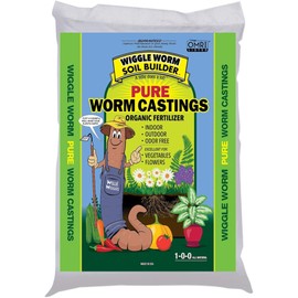 Wiggle Worm 100% Pure Organic Worm Castings - Organic Fertilizer for Houseplants, Vegetables, and More – OMRI-Listed Earthworm Castings to Help Improve Soil Fertility and Aeration, 15-Pounds