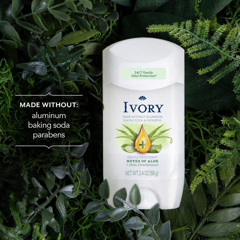 Ivory Aluminum Free Deodorant, Notes of Aloe, 24hr Gentle Deodorant,