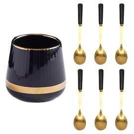 Coffee Spoons with Holder Gold Black