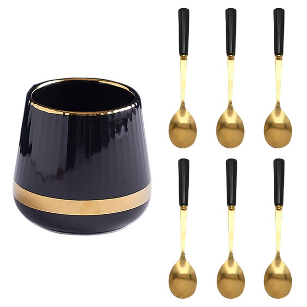 Coffee Spoons with Holder Gold Black