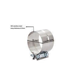 4PCS 3" Lap Joint Band Clamps,Exhaust Muffler Clamp, Exhaust Pipe Clamps preformed Stainless Steel